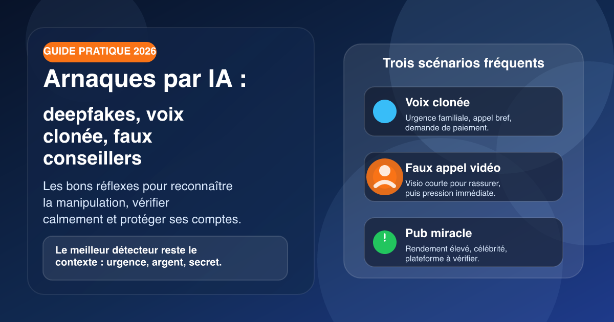Arnaques par IA : deepfakes, voix clonée, faux conseillers