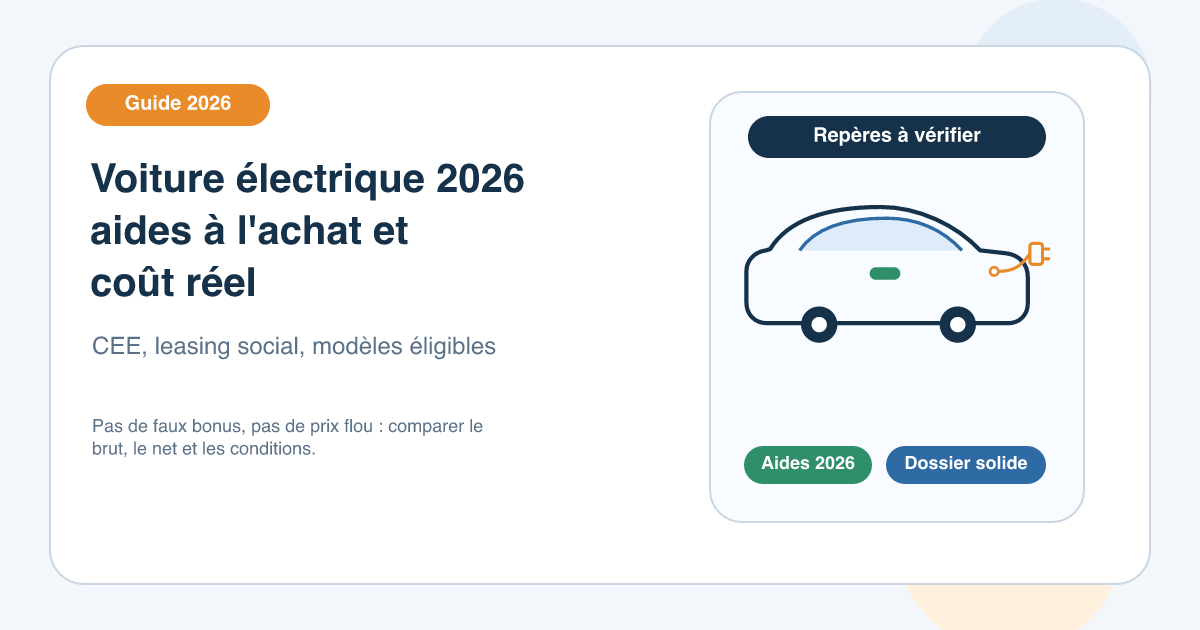 Voiture électrique 2026 : aides à l'achat, leasing social, coût réel et modèles éligibles